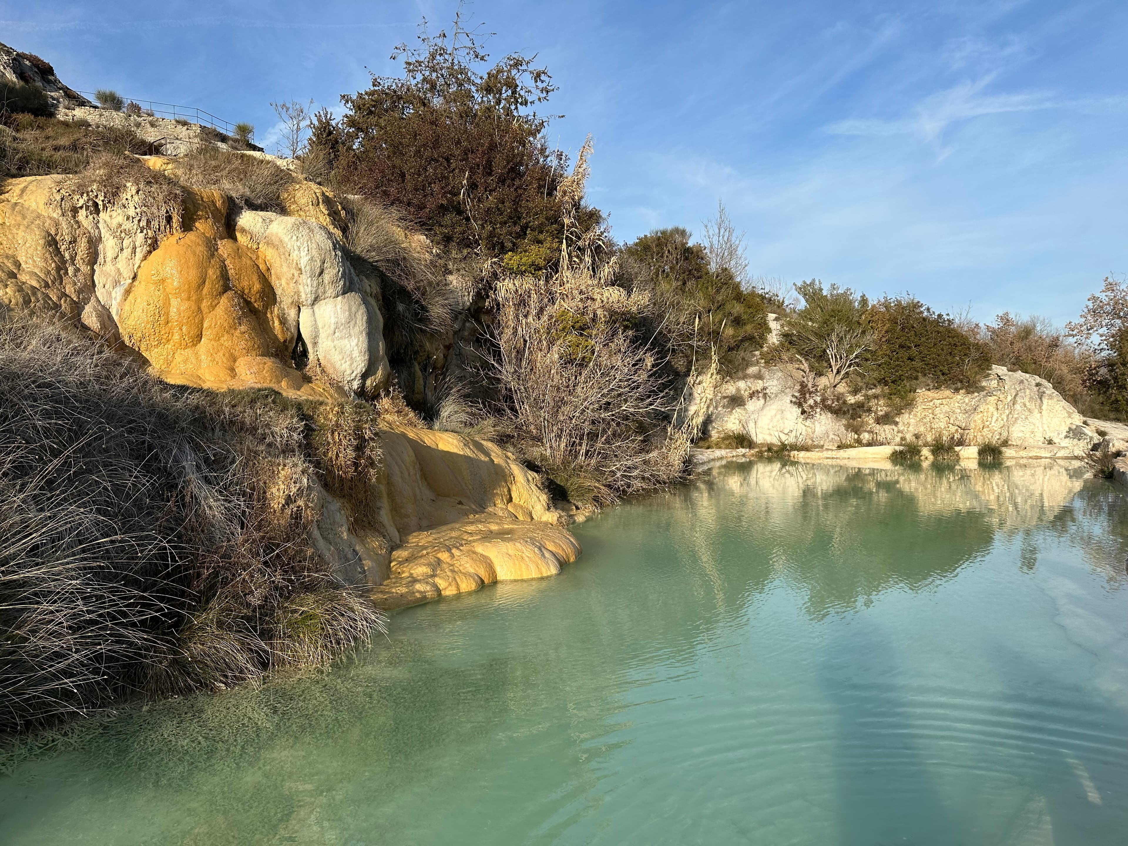 Fosso Bianco — natural thermal waterfall in the forest above Bagni San Filippo