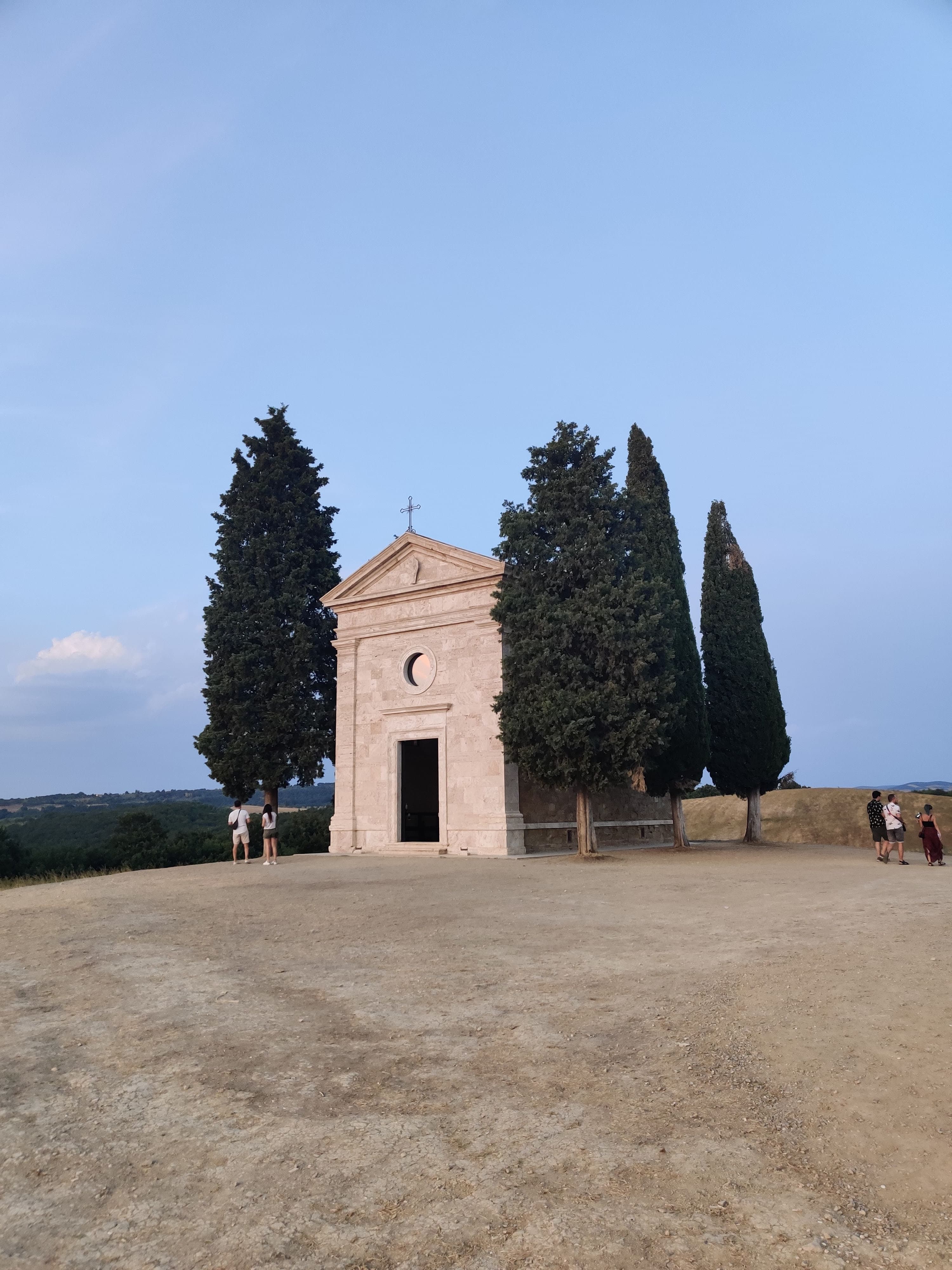 Vitaleta chapel in spring — green wheat fields